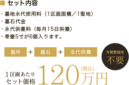 玉野法親墓苑 永代供養区画 1区画あたりセット価格120万円